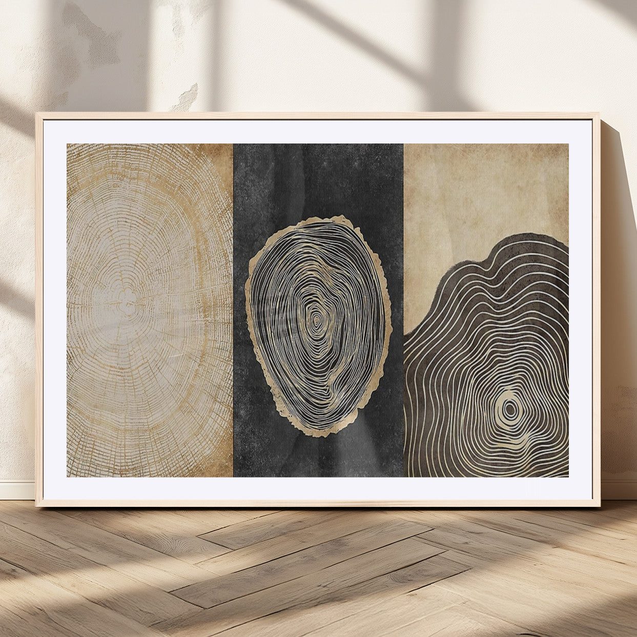 MGC-FP-36x24 - Tree Rings Canvas Wall Art Print – Minimalist Natural History in Modern Decor - Minimalist Boho Wall