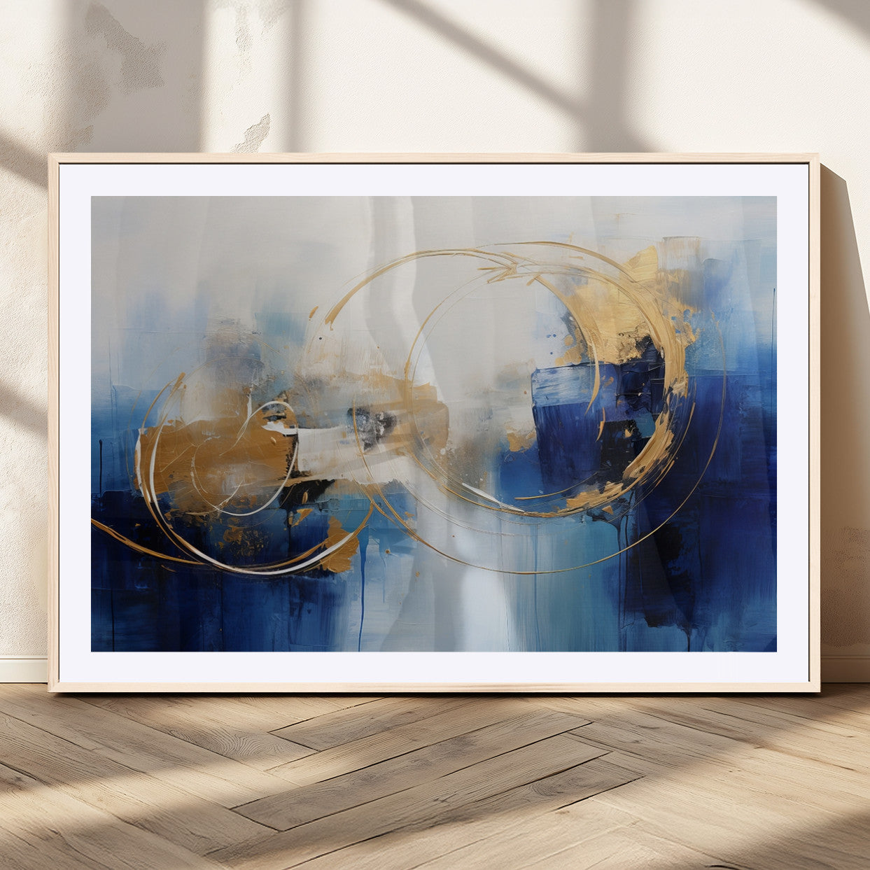 MGC-FP-36x24 - Navy Blue Abstract Wall Art Canvas Print