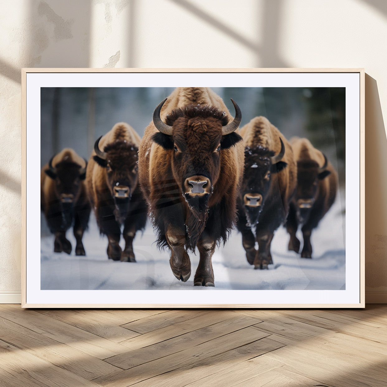 MGC-FP-36x24 - Buffalo Wall Art Canvas Print, American Bison Herd Wall Art Canvas Print - Bison Canvas Print