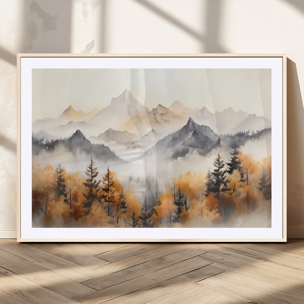 MGC-FP-36x24 - Abstract Mountain Wall Art | Misty Mountain Forest and Mountains Canvas Print for Living Room,
