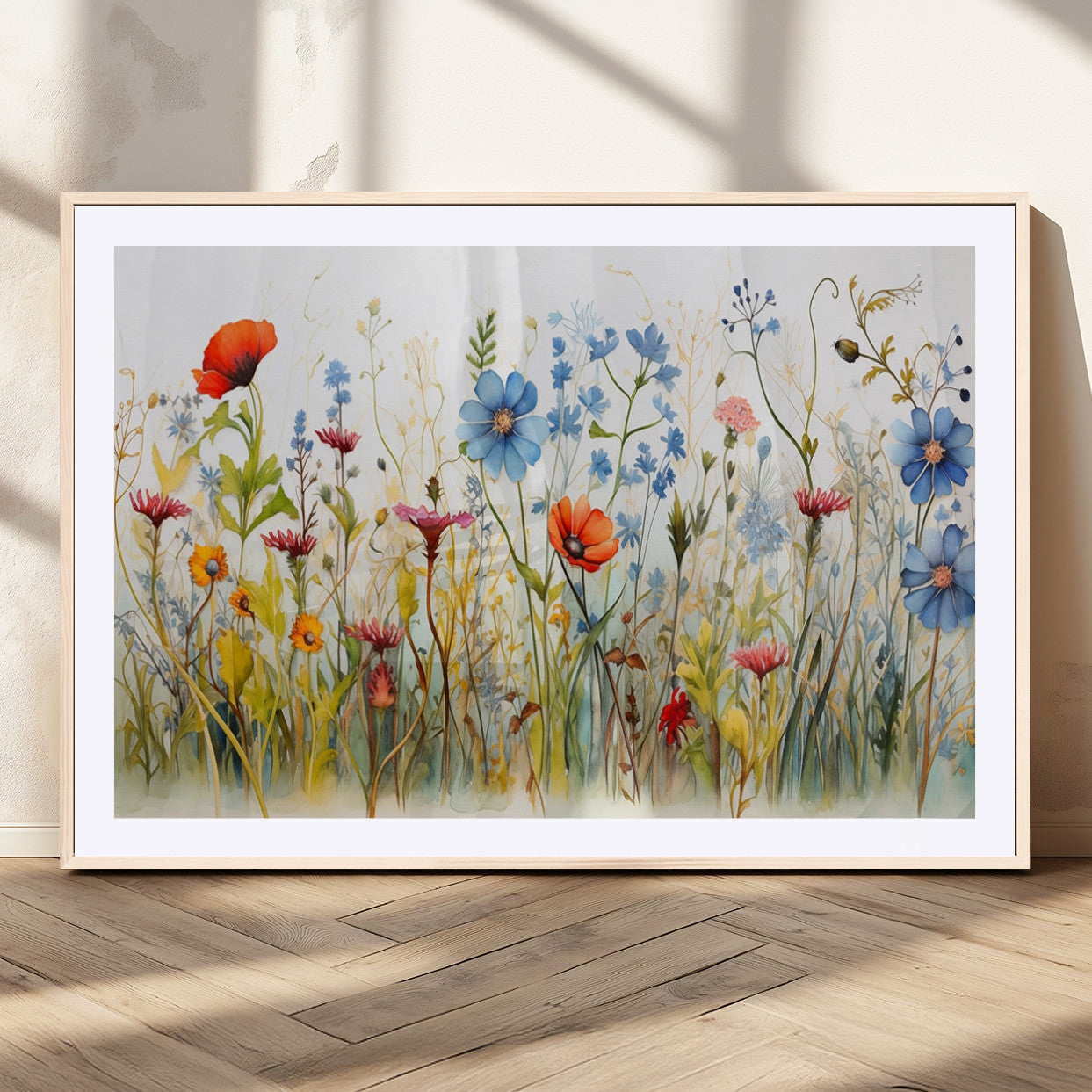 MGC-FP-36x24 - Colorful Wildflower Canvas Wall Art - Vibrant Floral Botanical Print, Bright Nature Decor for Living
