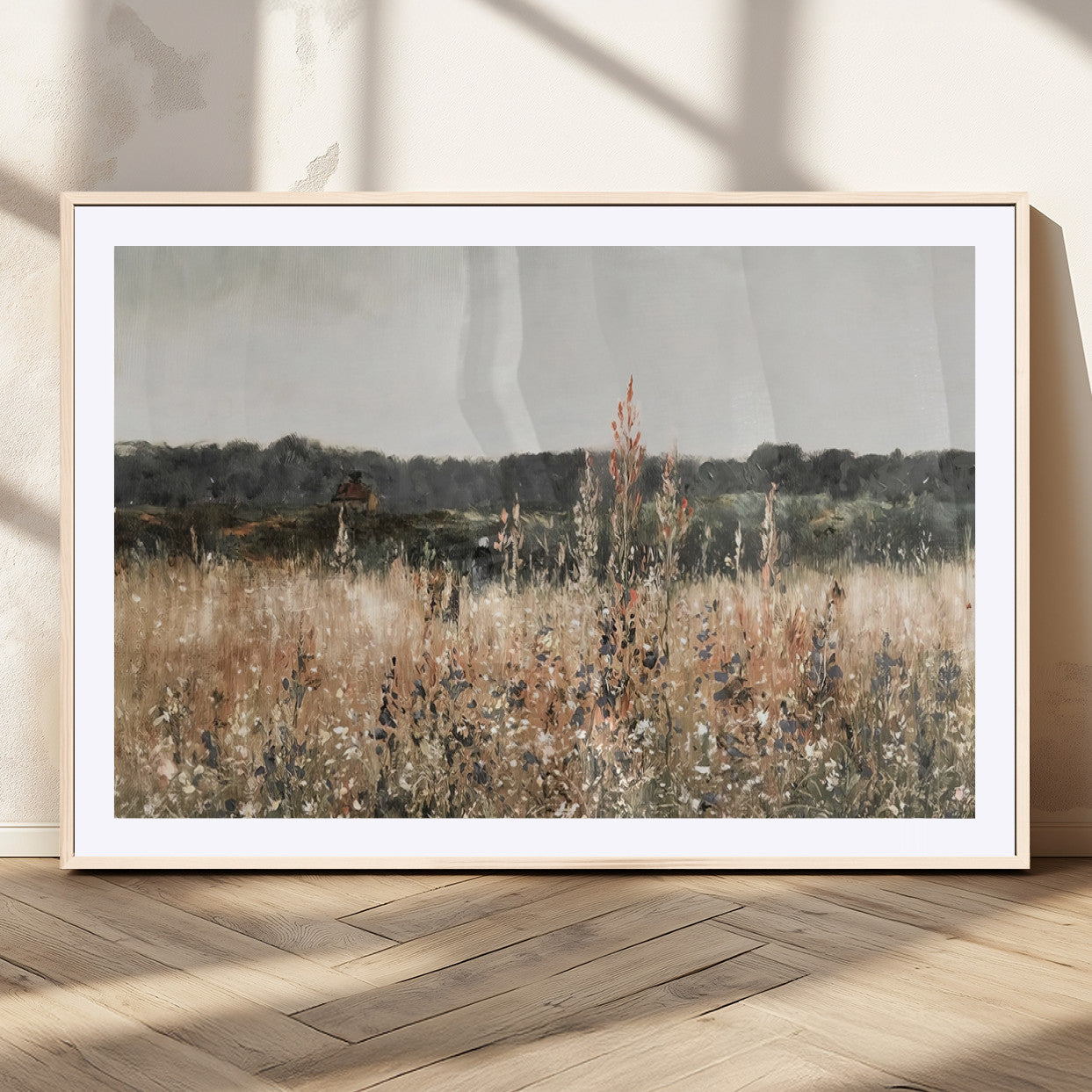MGC-FP-36x24 - Abstract Wildflower Art Field Landscape Oil Painting Print, Country Field Wall Art - Framed Ready to Hang