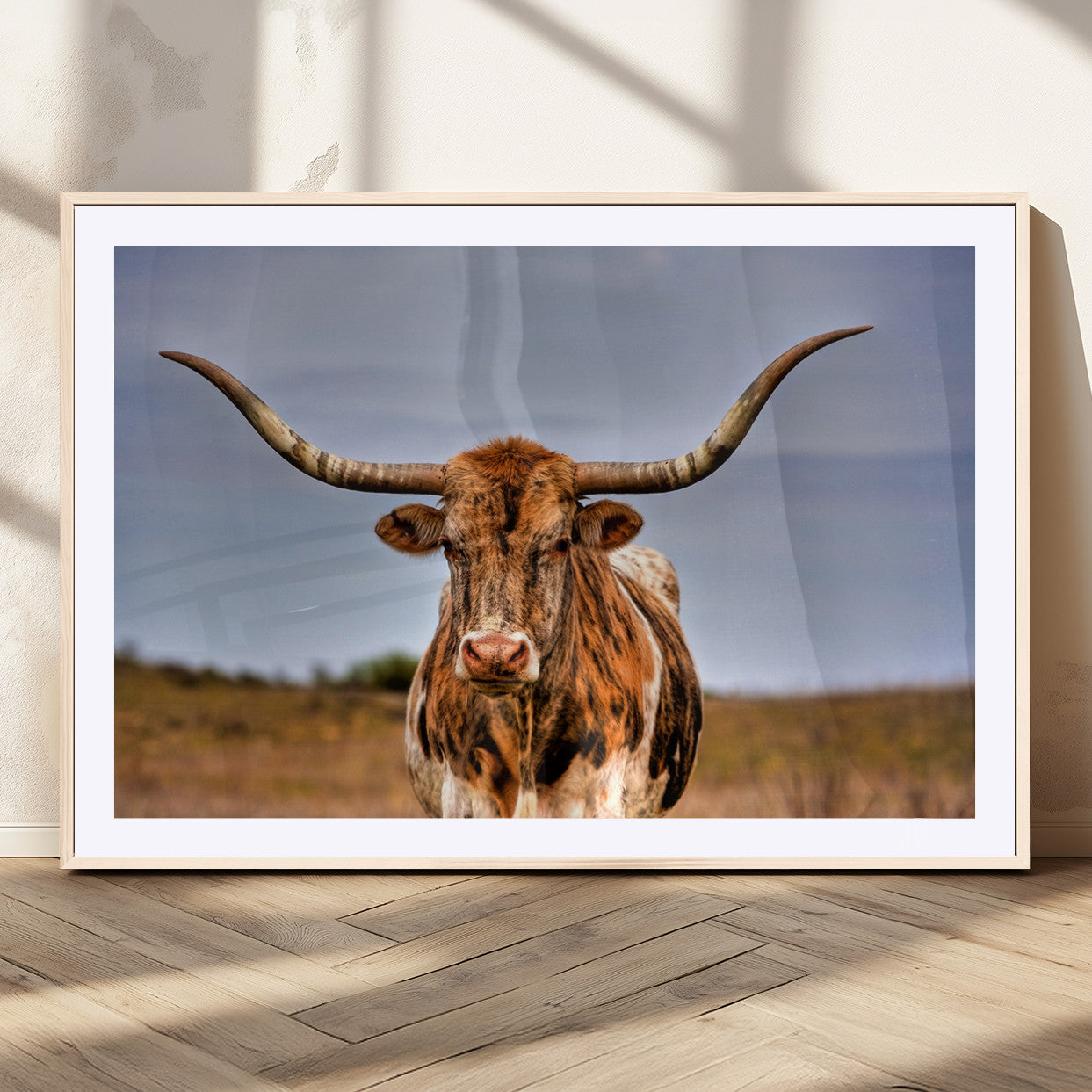 -Texas Longhorn Wall Art Print, Framed Longhorn Cow Wall Art