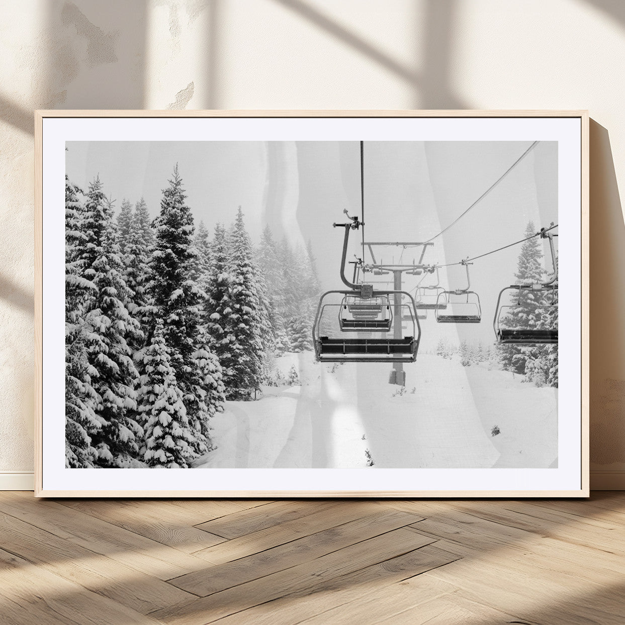 MGC-FP-36x24 - Ski Wall Art - Ski Lift Wall Art Canvas Print Snow Covered Spruce Trees Winter Wall Art Ski Skier