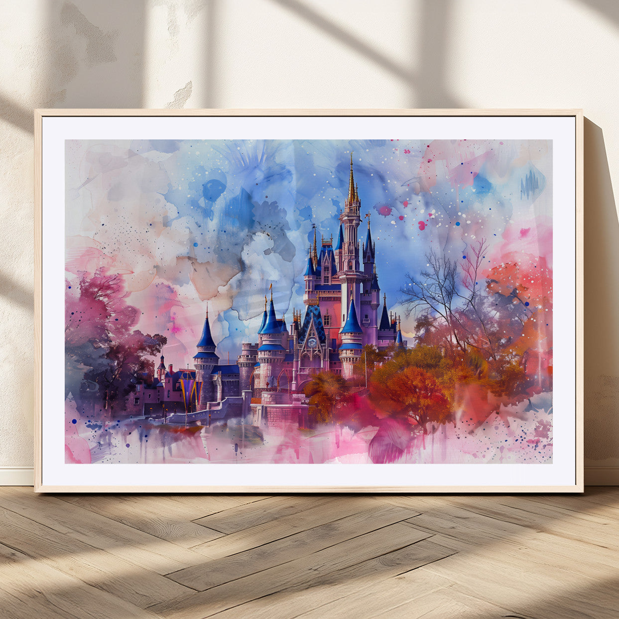 MGC-FP-36x24 - Disney Wall Art: Dreamy Watercolor Cinderella Castle Canvas Print