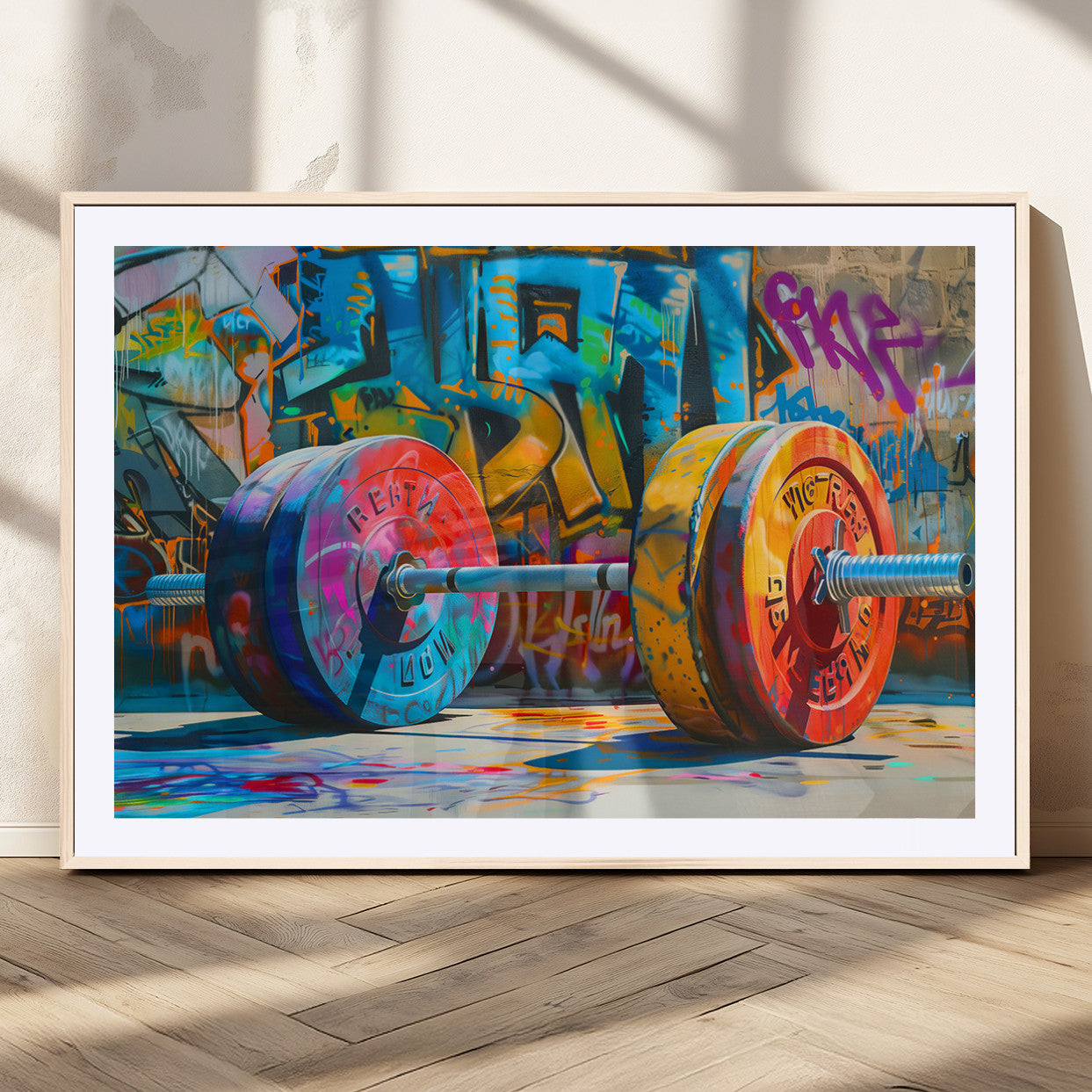 MGC-FP-36x24 - Fitness Gym Barbell Graffiti Wall Art Canvas Print