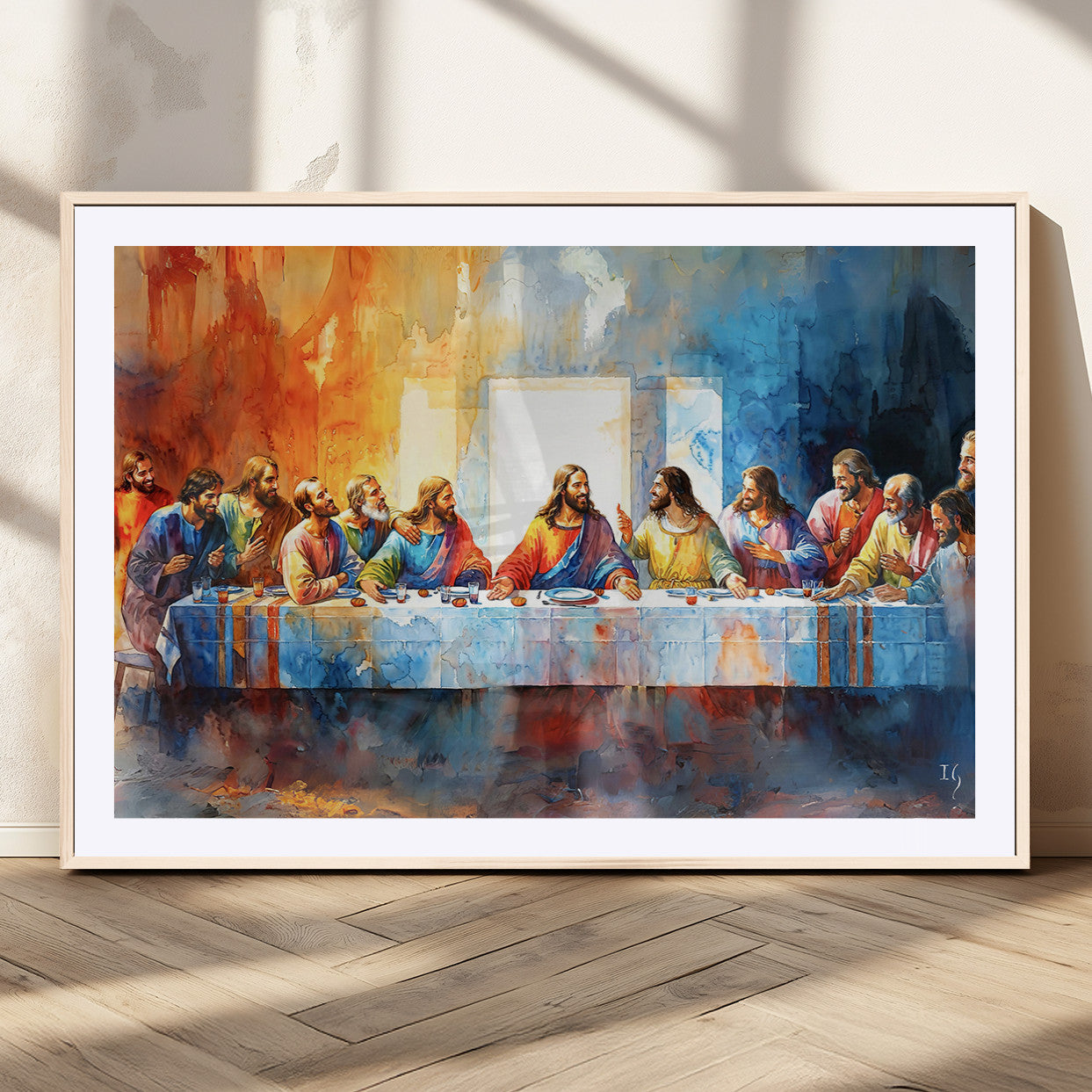 MGC-FP-36x24 - Abstract Watercolor The Last Supper Wall Art