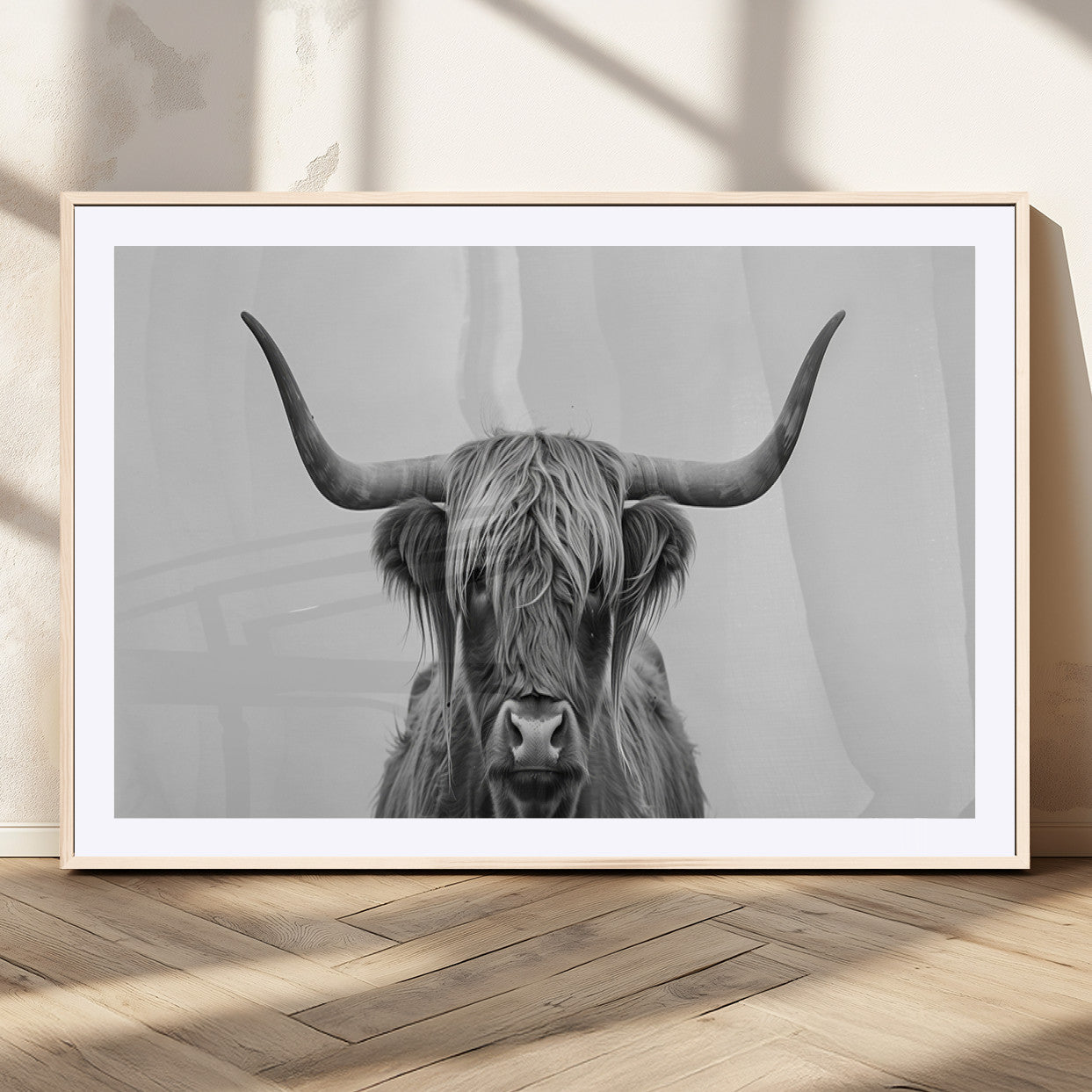 35820-MGC-FP-36x24_Natural-Farmhouse Longhorn Wall Art Canvas Print, Longhorn Texas Wall Art Canvas Print