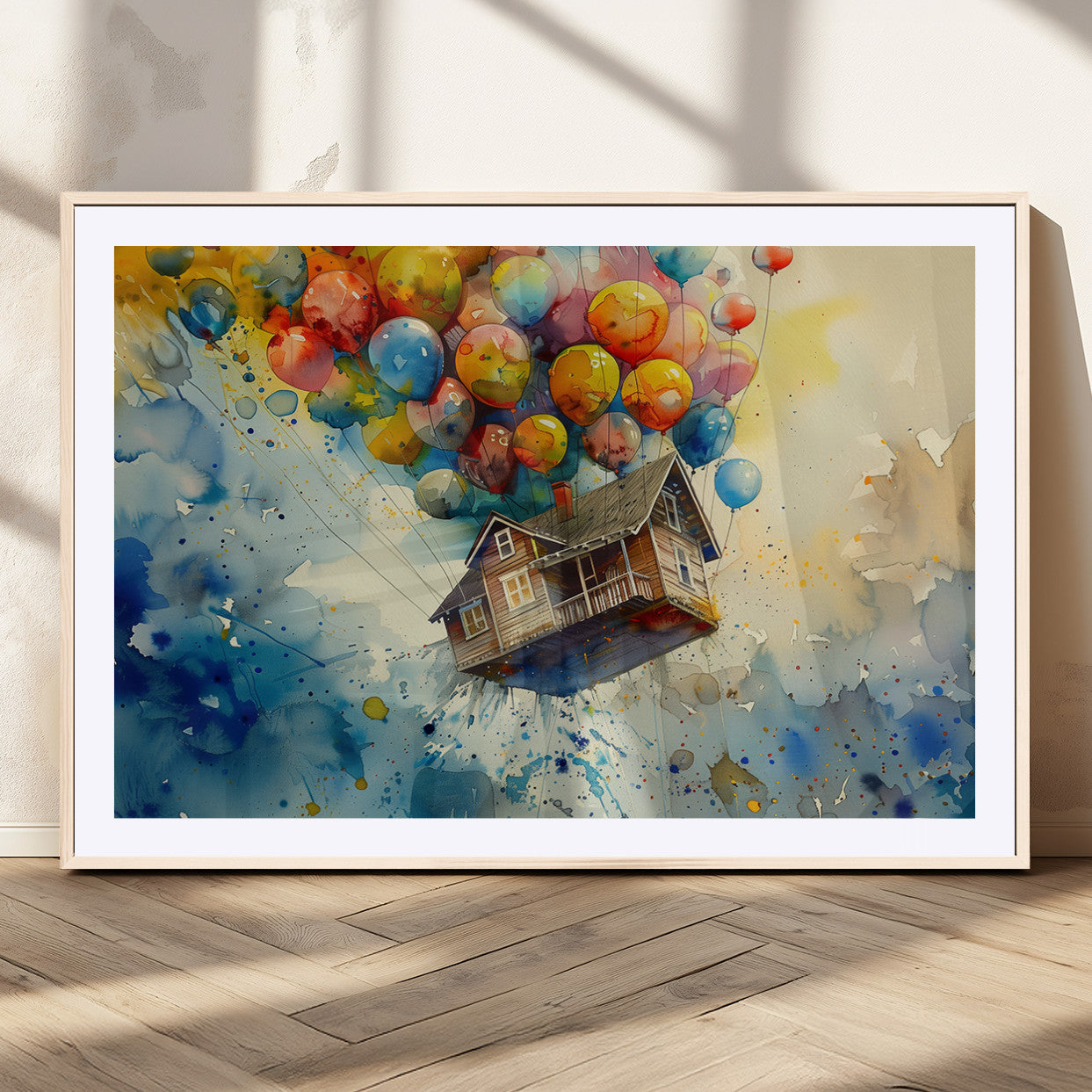 MGC-FP-36x24 - UP-Inspired Floating House with Balloons Canvas Art – Colorful 3-Panel Wall Decor for Living Room,