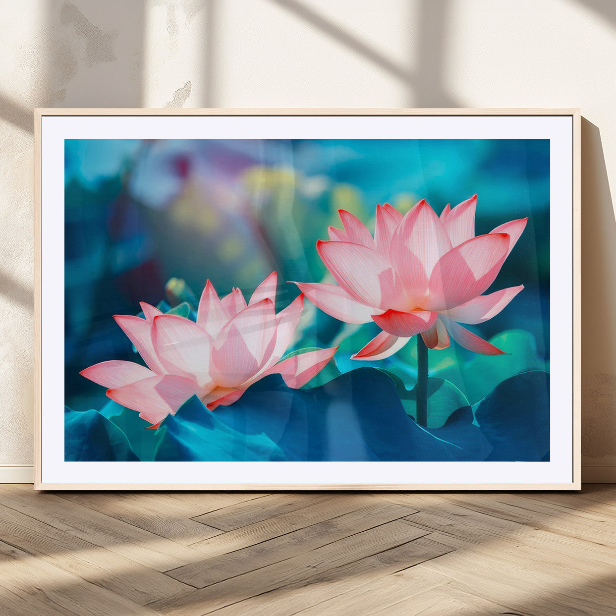 MGC-FP-36x24 - Pink Lotus Flower Canvas Wall Art | Vibrant Floral Wall Decor for Living Room, Office, or Bedroom |