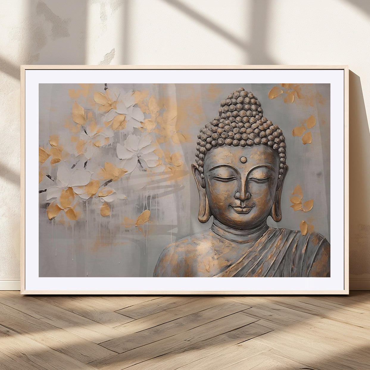 MGC-FP-36x24 - Abstract Buddha Statue Wall Art Canvas Print - Modern Meditation Decor for Living Room, Office, Yoga