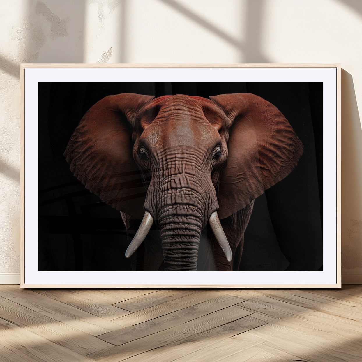 21941-MGC-FP-36x24_Natural-Wild Elephant Wall Art Canvas Print, Africa Savannah Wild Animal Wall Decor Print