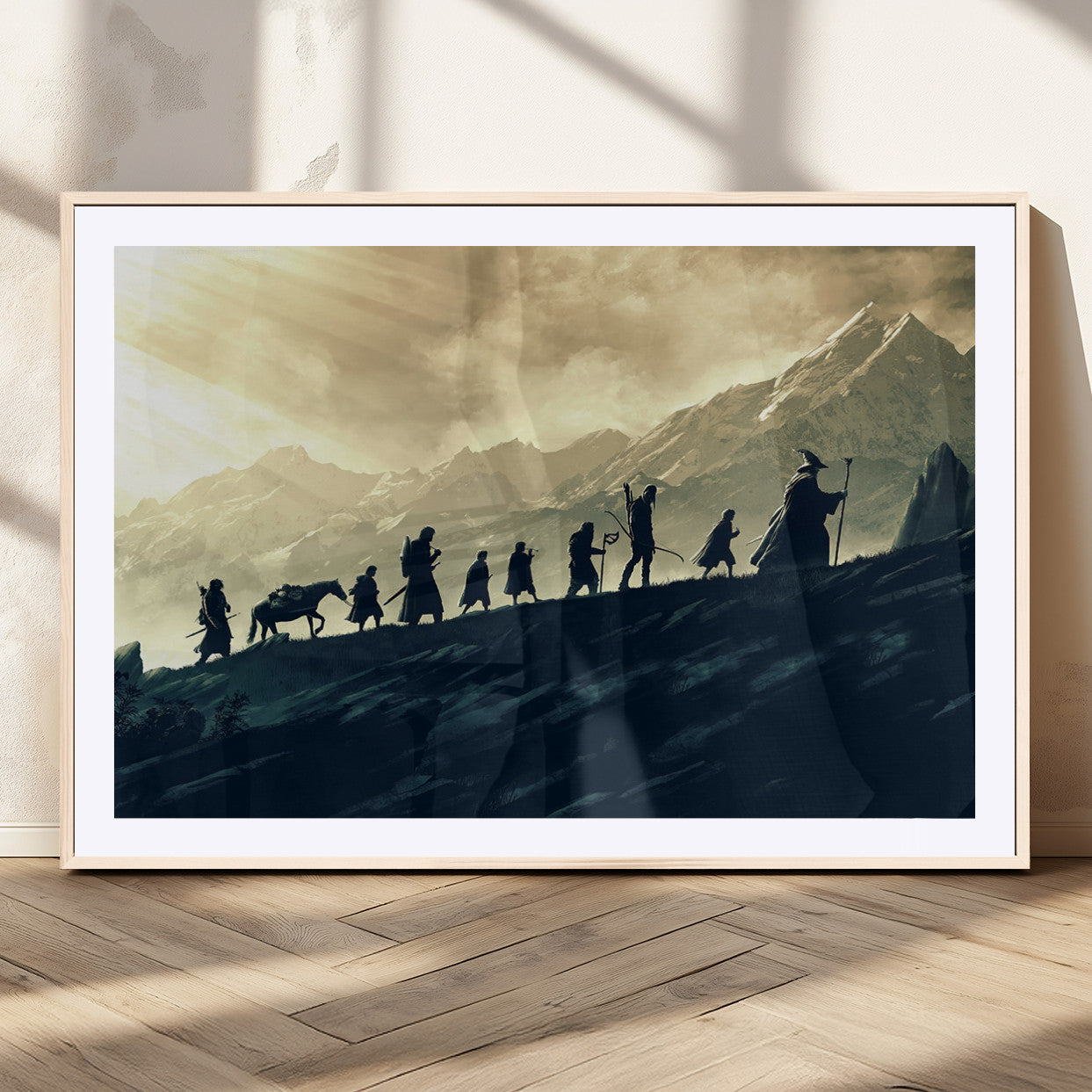 41574-MGC-FP-36x24_Natural-Lord of the Rings Silhouette Wall Art Capturing the Epic Quest Through Middle-Earth - The