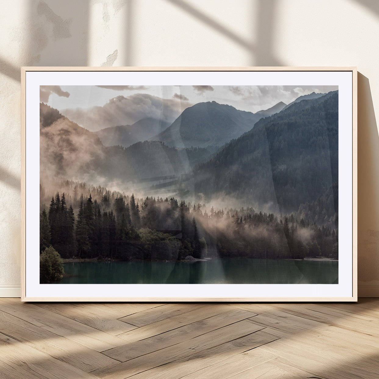 MGC-FP-36x24 - Foggy Mountain Canvas Print Forest Wall Art