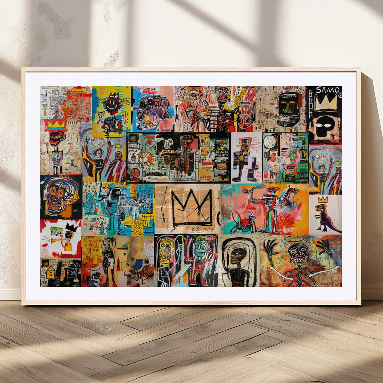 MGC-FP-36x24 - Abstract Art Collage Wall Art Canvas Print – Framed, Ready to Hang, Urban Graffiti Style