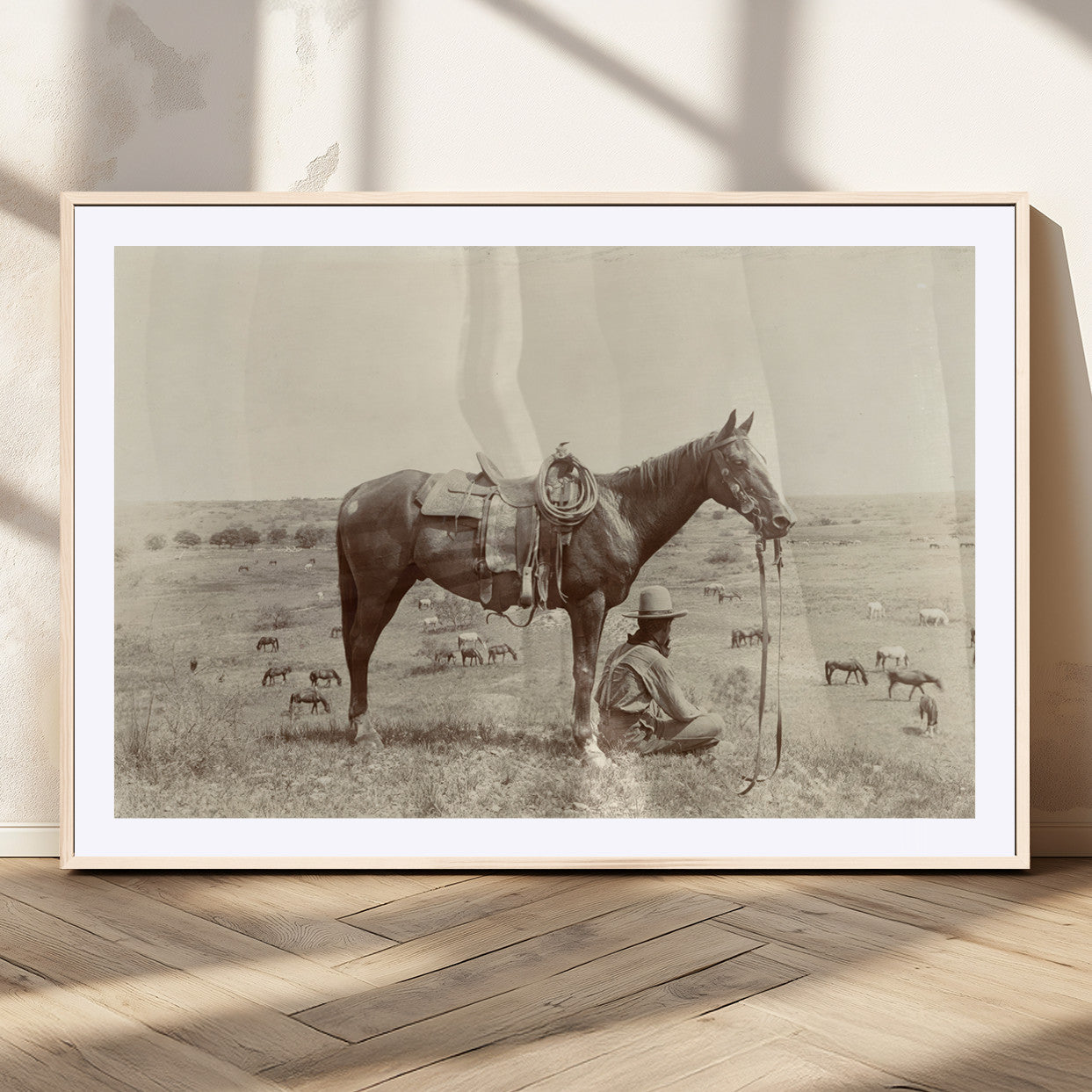 MGC-FP-36x24 - Cowboy Wall Art - Western Horse Canvas Print - Vintage Western Wall Art Canvas Print, Ready to Hang