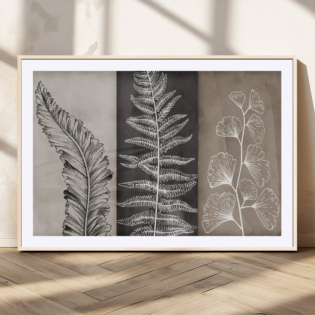 MGC-FP-36x24 - Minimalist Botanical Wall Art Canvas Print, Framed and Ready to Hang - Nature Art Print for Home