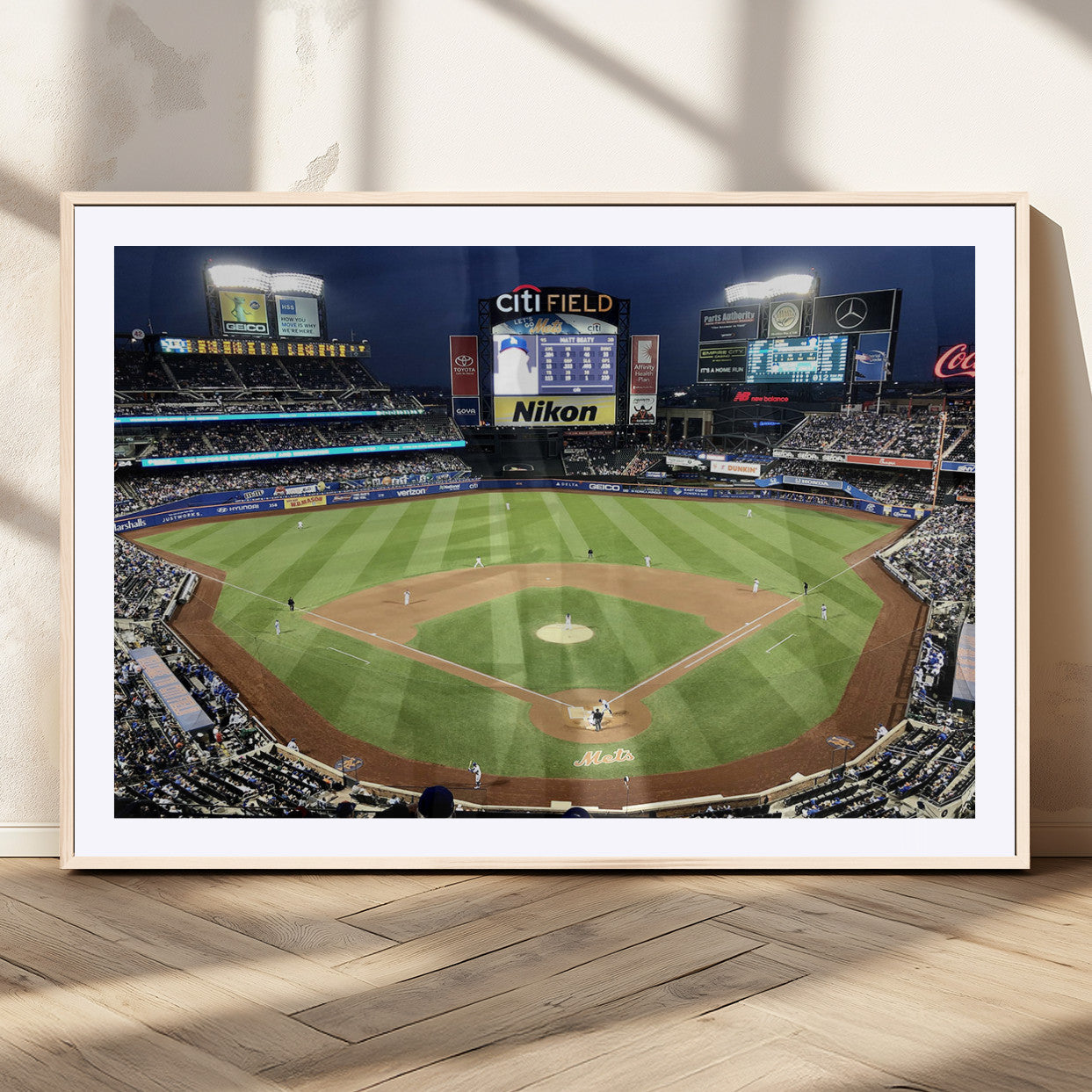 -Citi Field Wall Art Print | 3-Panel New York Mets Baseball Stadium Canvas Print | Framed Sports
