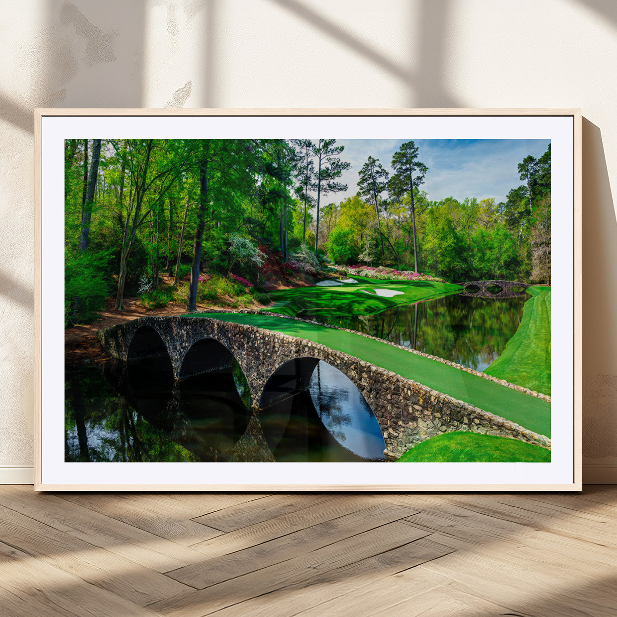 MGC-FP-36x24 - Augusta National Golf Club Wall Art - Panoramic Bridge & Lush Greenery – Premium Framed,