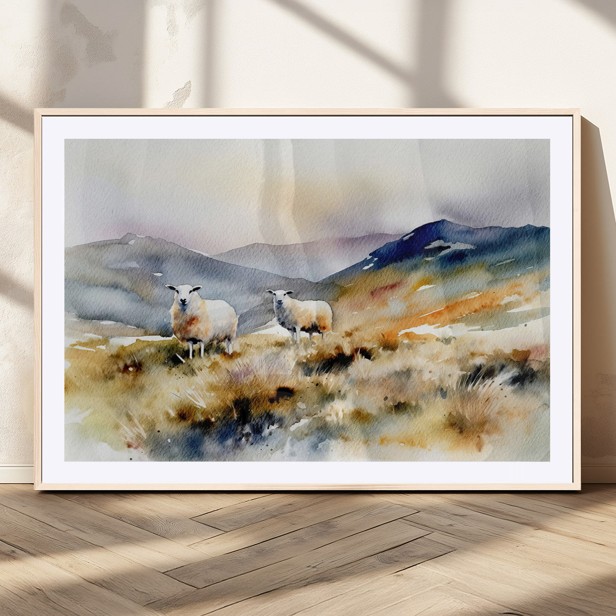 -Watercolor Sheep for Farmhouse Decor Wall Art Canvas Print, Mountain Wall Art Print