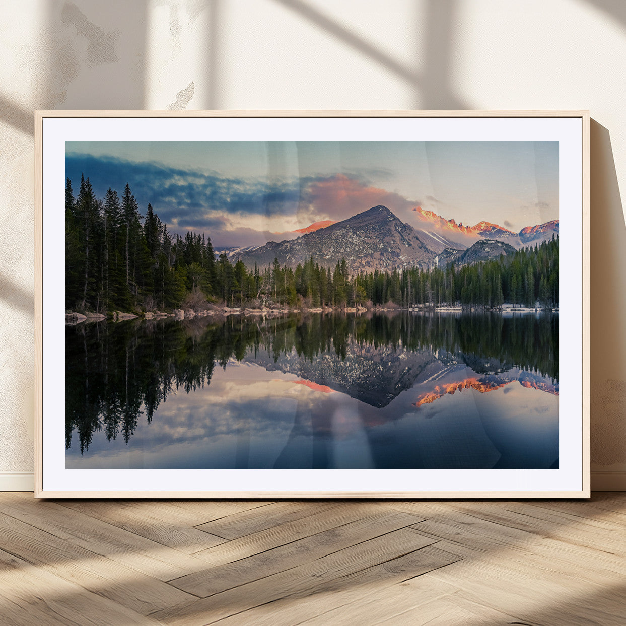 MGC-FP-36x24 - Bear Lake Reflection at Rocky Mountain National Park Wall Art Canvas Print, Scenic Mountain Landscape Canvas Print Set | Mountain Lake Wall Art Print
