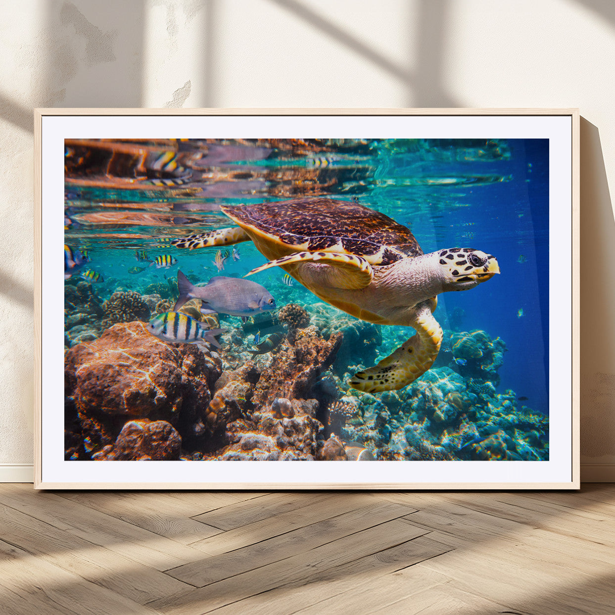 MGC-FP-36x24 - Sea Turtle Wall Art Canvas Print – Vibrant Ocean Coral Reef Décor, Ready to Hang