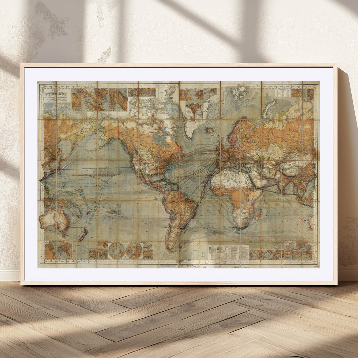 MGC-FP-36x24 - Push Pin World Map Canvas Print – Framed Wall Art for Couples to Track Their Travels – Anniversary