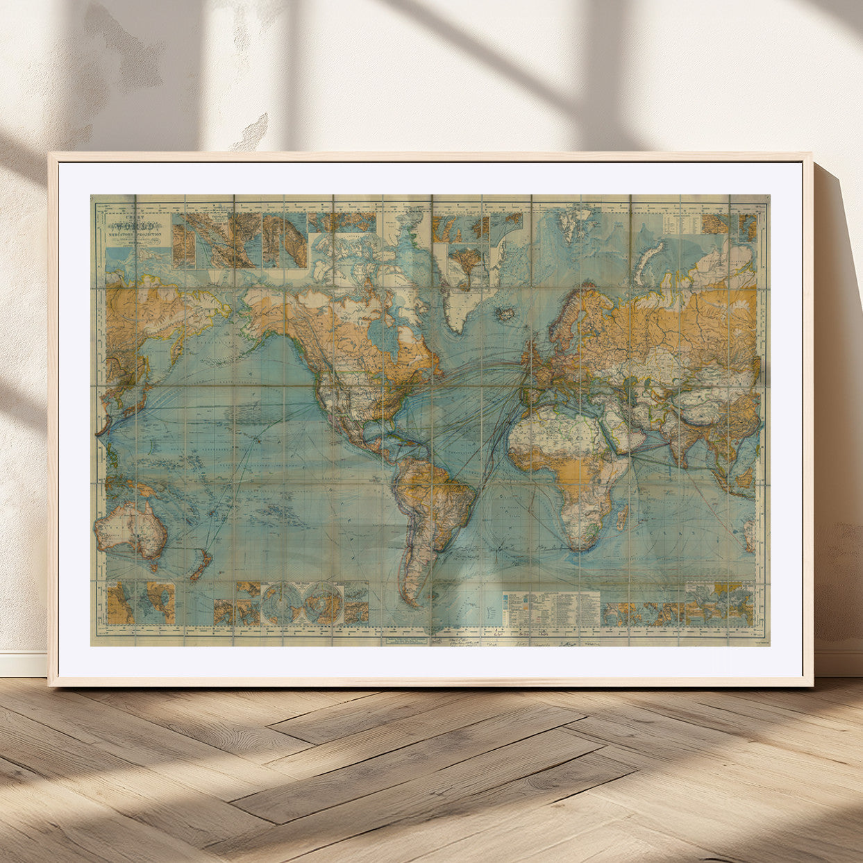 MGC-FP-36x24 - Push Pin World Map Canvas Print – Framed Wall Art for Couples to Track Their Travels – Anniversary