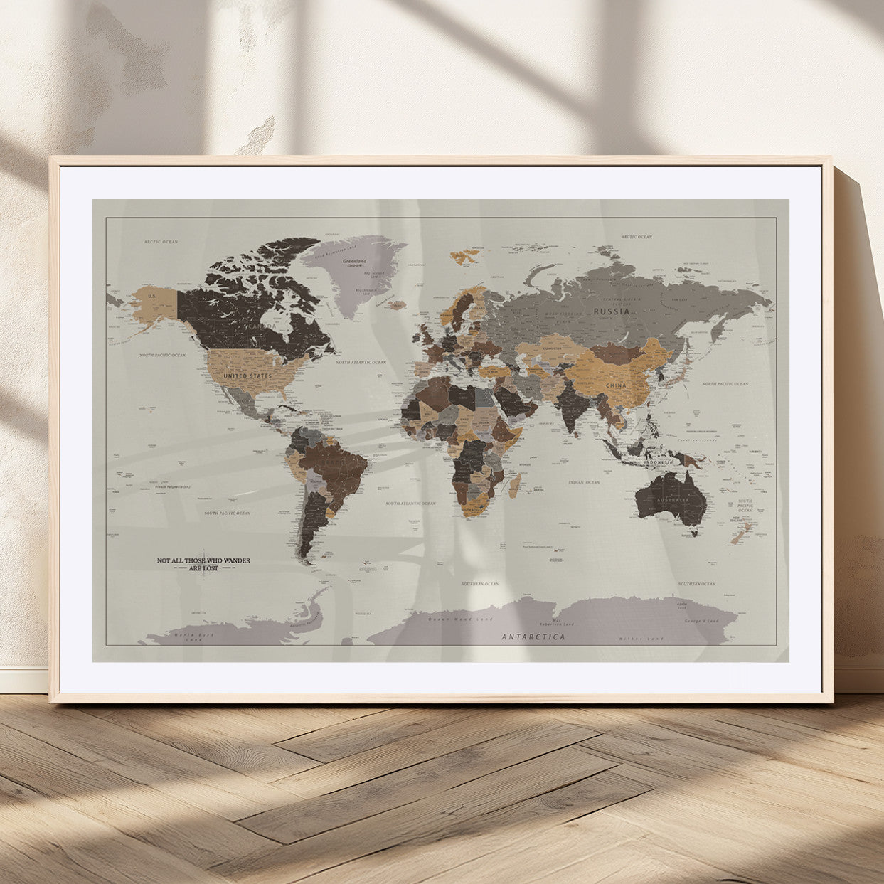 MGC-FP-36x24 - Push Pin World Map Canvas Print – Framed Wall Art for Couples to Track Their Travels – Anniversary