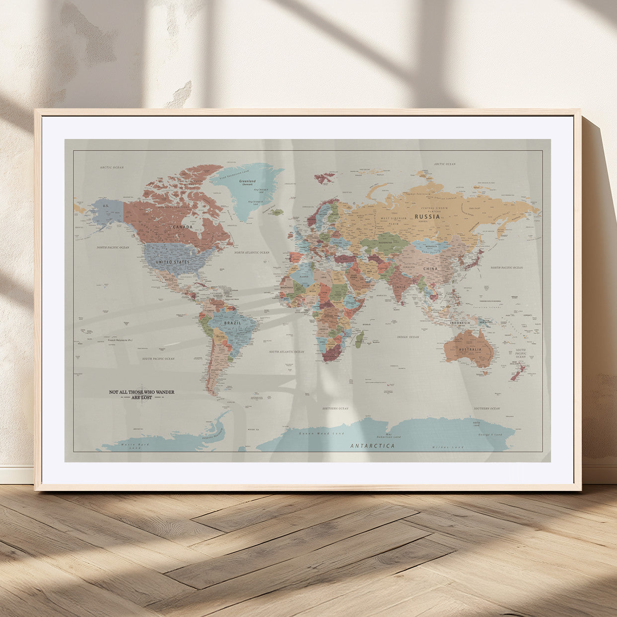 MGC-FP-36x24 - Push Pin World Map Canvas Print – Framed Wall Art for Couples to Track Their Travels – Anniversary