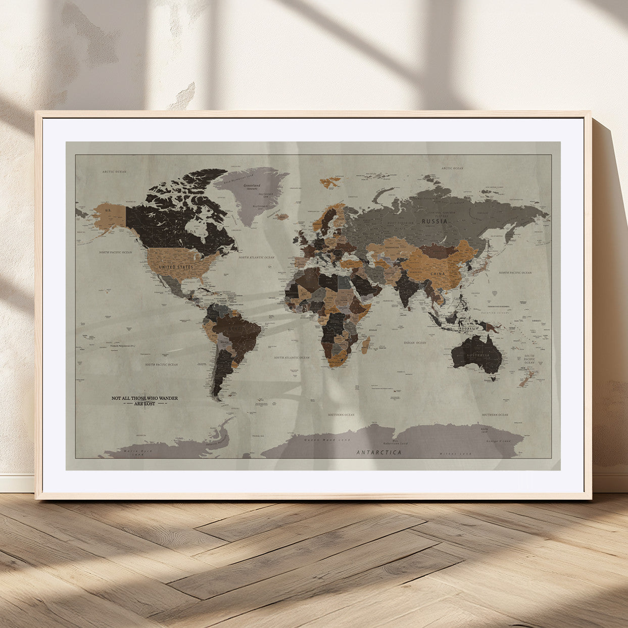 MGC-FP-36x24 - Push Pin World Map Canvas Print – Framed Wall Art for Couples to Track Their Travels – Anniversary