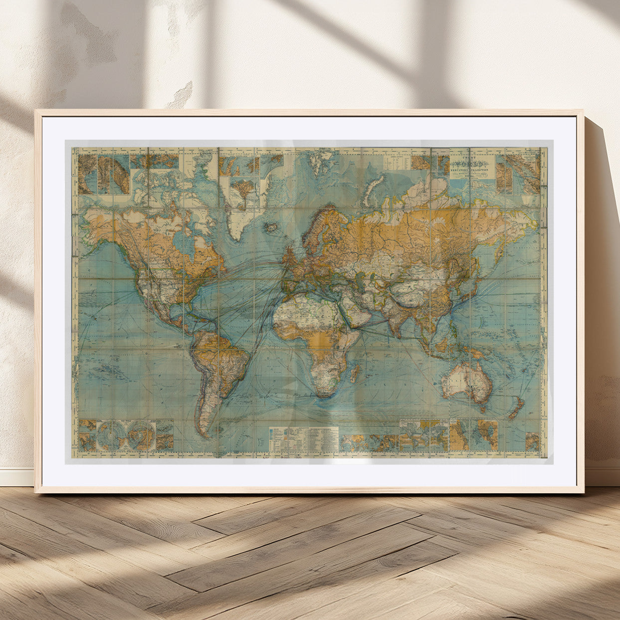 MGC-FP-36x24 - Push Pin World Map Canvas Print – Framed Wall Art for Couples to Track Their Travels – Anniversary