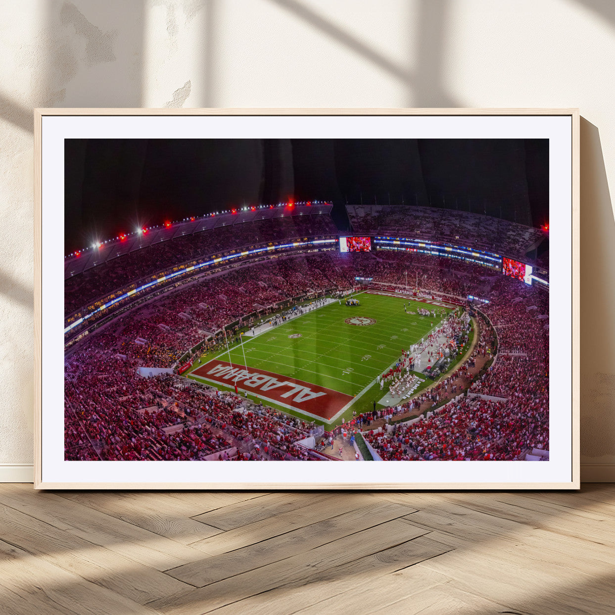 MGC-FP-36x24 - Bryant-Denny Stadium Night Game Triple Canvas Wall Art - Alabama Crimson Tide Football Match