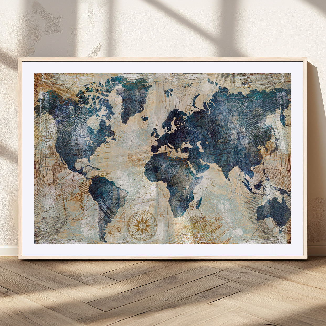 MGC-FP-36x24 - Push Pin World Map Canvas Print – Framed Wall Art for Couples to Track Their Travels – Anniversary