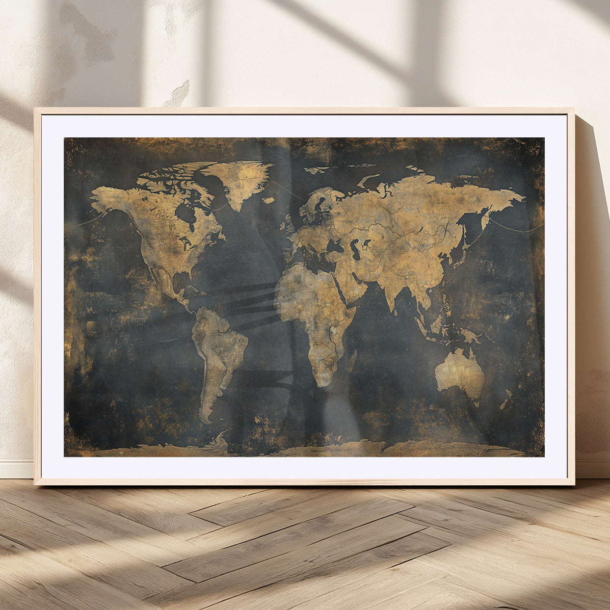 MGC-FP-36x24 - Push Pin World Map Canvas Print – Framed Wall Art for Couples to Track Their Travels – Anniversary