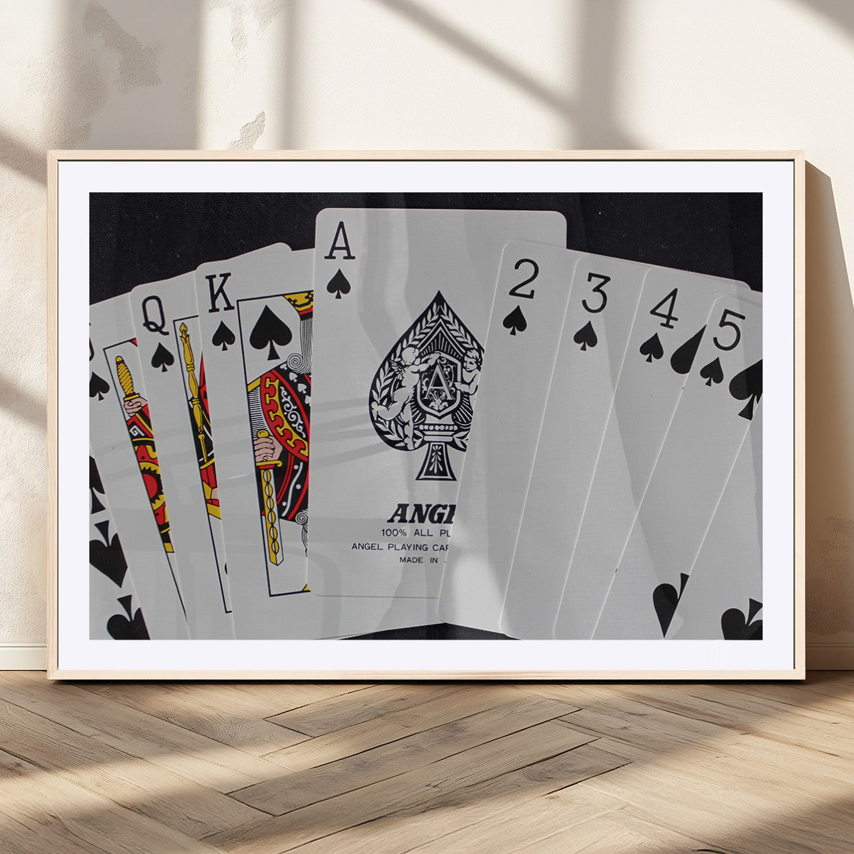 MGC-FP-36x24 - Poker Wall Art - Playing Cards Canvas Wall Art Print - Ace of Spades and Royal Flush Design, Perfect