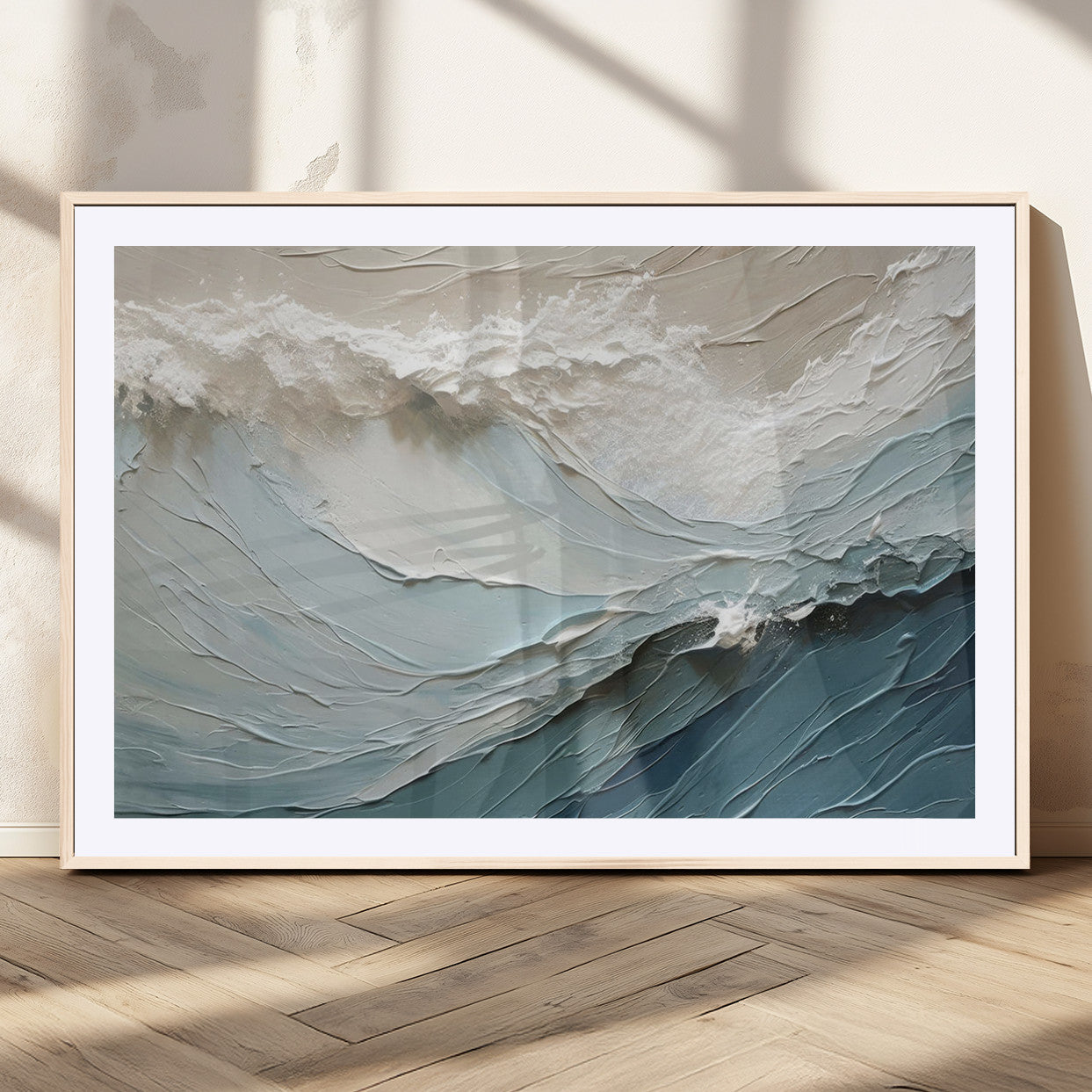 MGC-FP-36x24 - Waves Abstract Wall Art Print, Modern Framed Abstract Canvas Print, Abstract Painting for Living