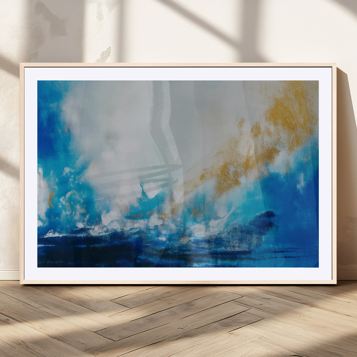 MGC-FP-36x24 - Blue Abstract Print - Dynamic Ocean-Inspired Canvas Wall Art