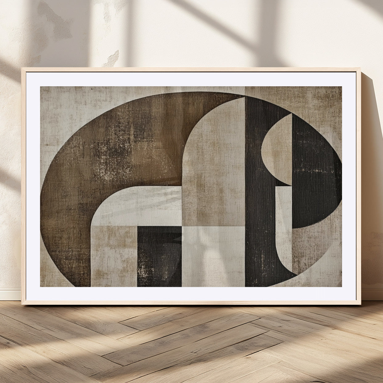 MGC-FP-36x24 - Wabi Sabi Abstract Wall Art | Geometric Modern Minimalist Canvas Print with Neutral Mid Century Art