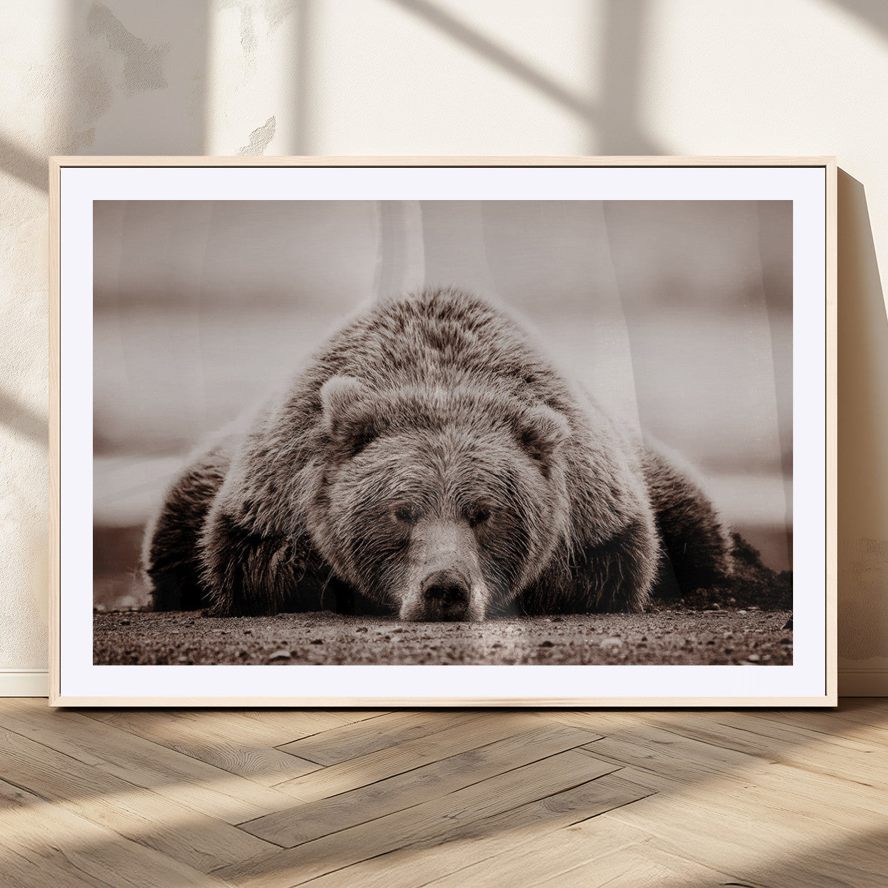 MGC-FP-36x24 - Grizzly Bear Wall Art Print - Bear Canvas Wall Art - Rustic Bear Portrait Canvas Print for Cabin