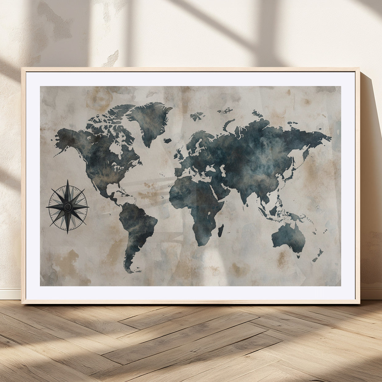 MGC-FP-36x24 - Push Pin World Map Canvas Print – Framed Wall Art for Couples to Track Their Travels – Anniversary