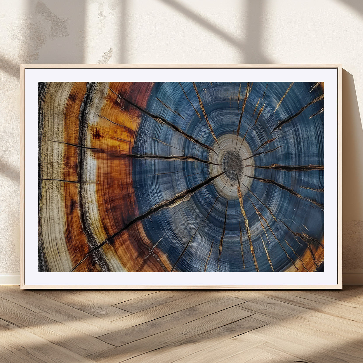 MGC-FP-36x24 - Abstract Tree Rings Canvas Wall Art - Wood Grain Canvas Print - Nature-Inspired Modern Wood Grain