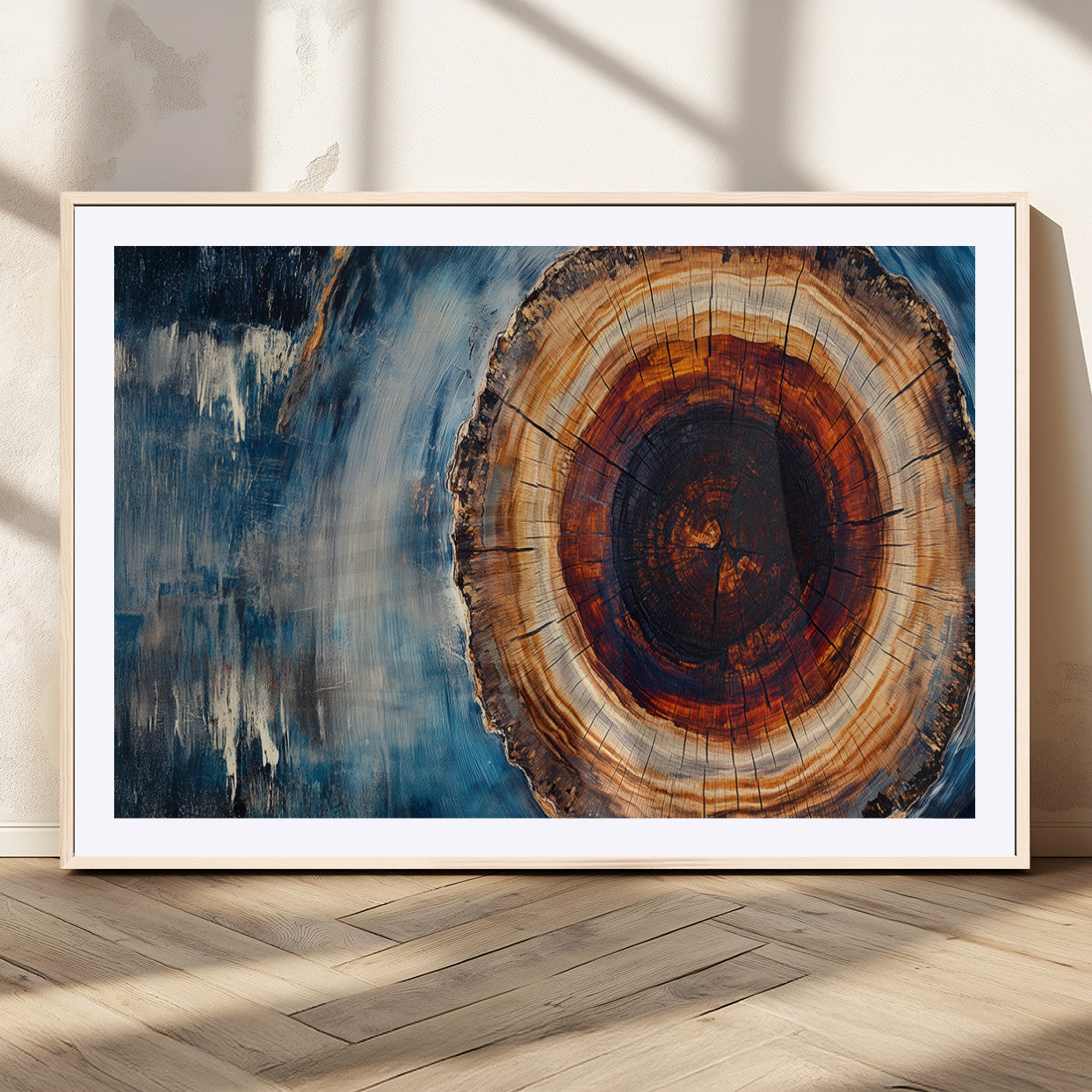 MGC-FP-36x24 - Abstract Tree Rings Wall Art Canvas Print - Wood Grain Rings Canvas Print - Nature Woodland Wall