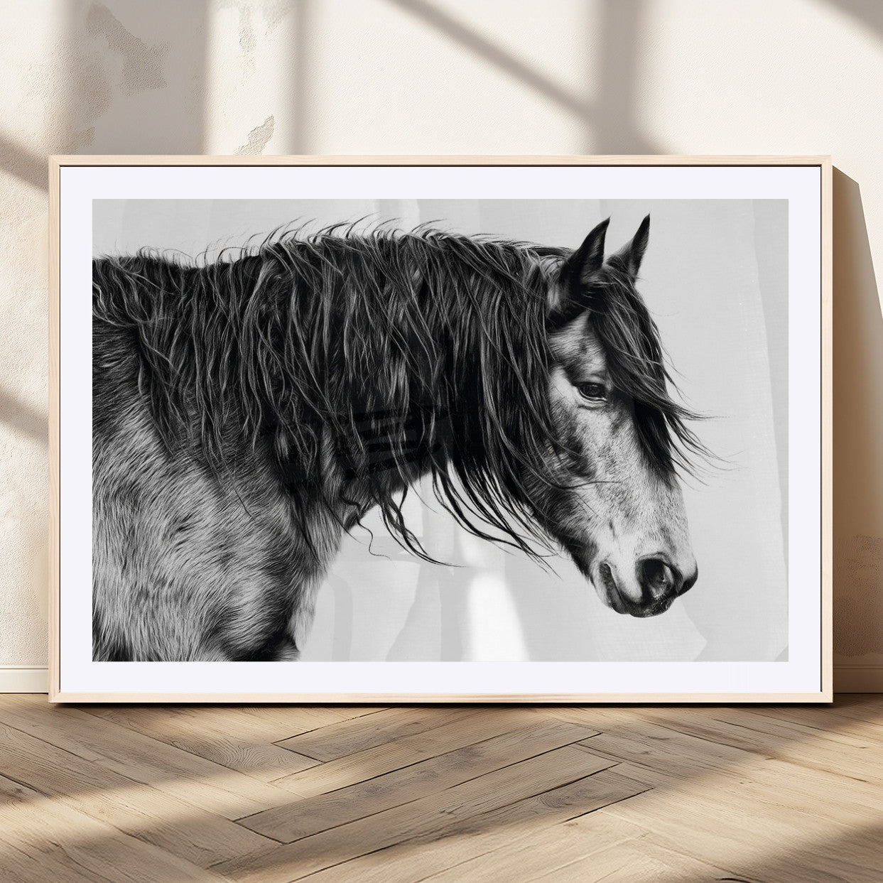 MGC-FP-36x24 - Black Horse Wall Art Canvas Print for Farmhouse Decor and Woodland Decoration
