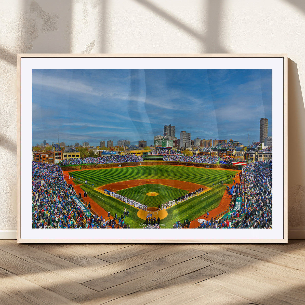 MGC-FP-36x24 - Wrigley Field Chicago Cubs Panoramic Multi Piece Canvas Wall Art - Iconic Baseball Stadium Canvas
