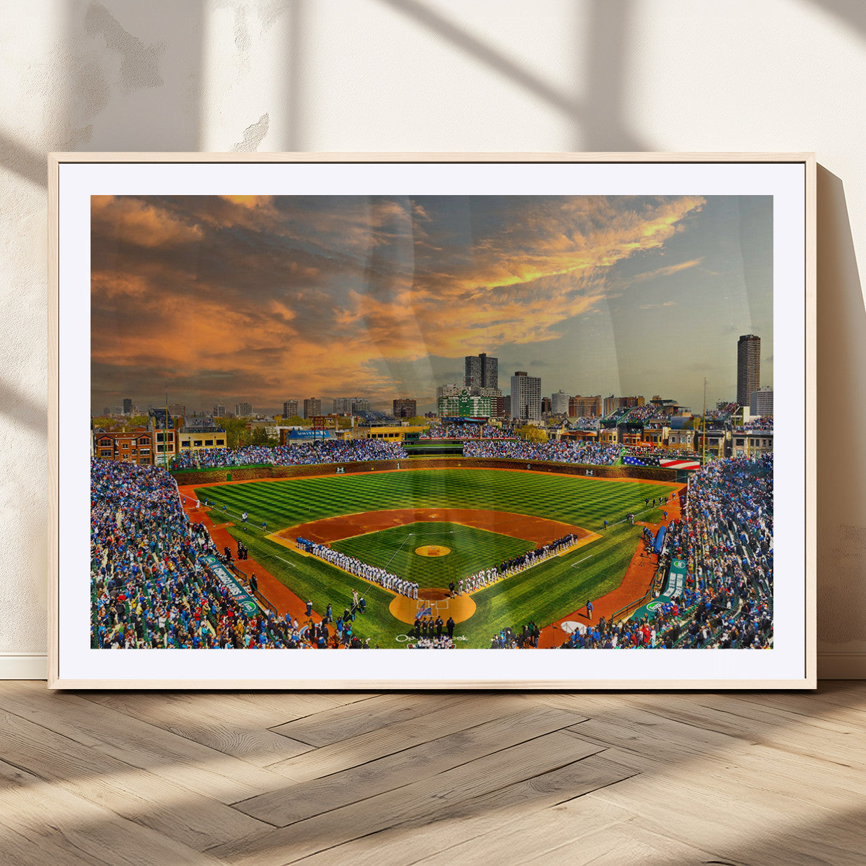 MGC-FP-36x24 - Chicago Wrigley Field Canvas Wall Art - Iconic Baseball Stadium Art Print - Wrigley Field Chicago