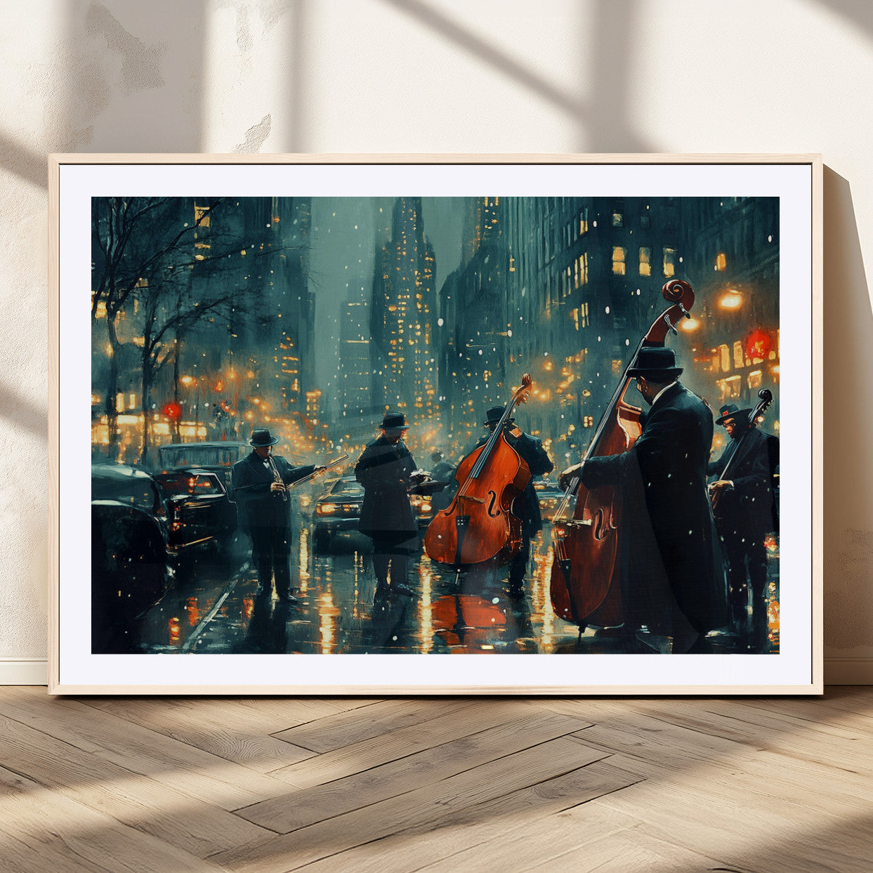 MGC-FP-36x24 - African American Jazz Art Print - Framed Abstract Music Canvas - Colorful Instrument Poster for