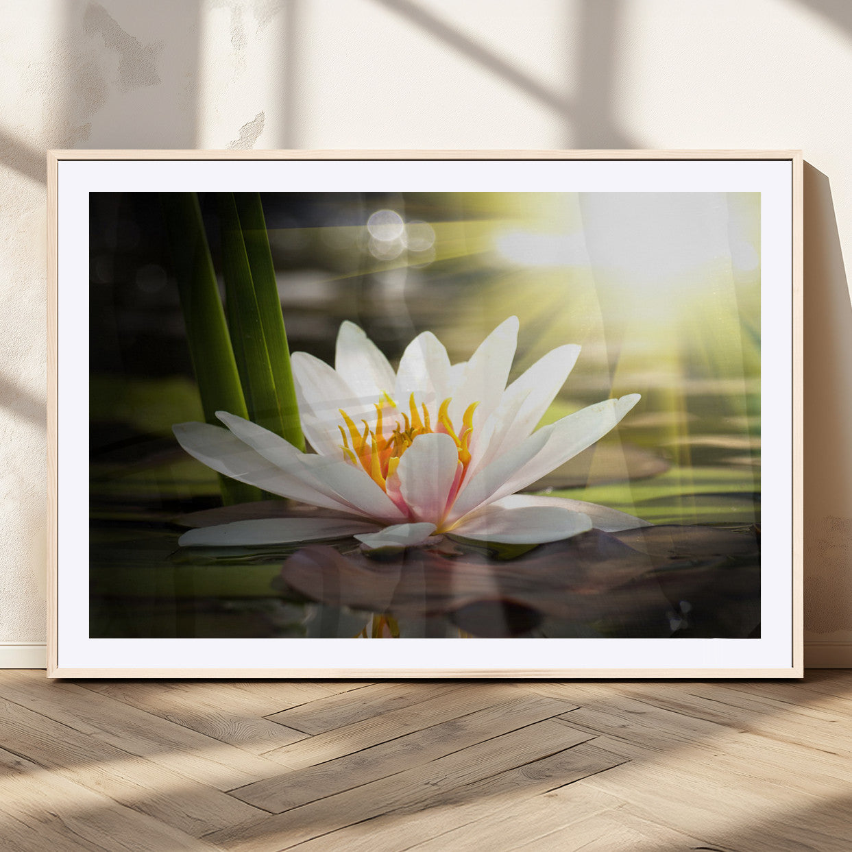 MGC-FP-36x24 - Lotus Flower Wall Art Canvas Print, Water Lily Large Wall Art Canvas Print