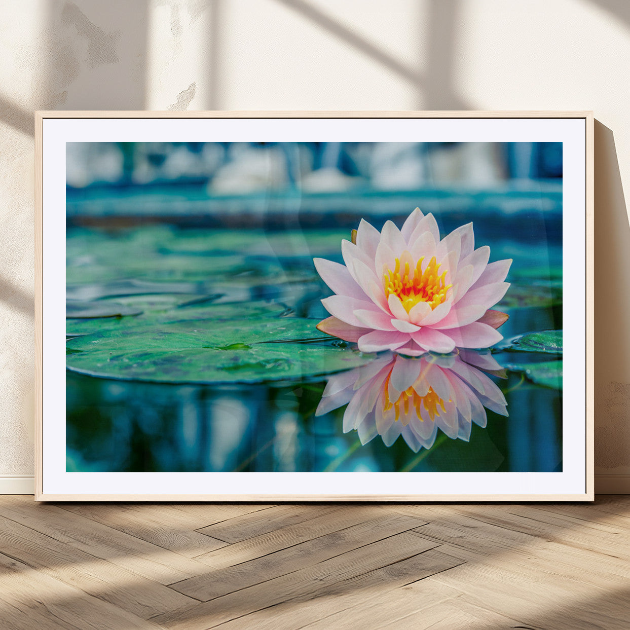MGC-FP-36x24 - Lotus Flower Wall Art Canvas Print, Water Lily Large Wall Art Canvas Print for Yoga Room Decor,