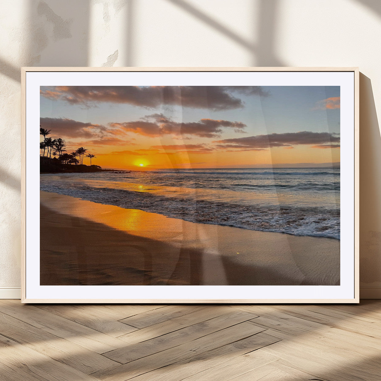 MGC-FP-36x24 - Sunset Wall Art Print - Stunning Beach Sunset Canvas Artwork for Elegant Home or Office Coastal